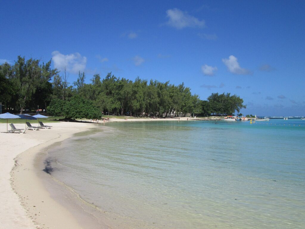 Blue Bay beach and lagoon on the south-east coast of Mauritius